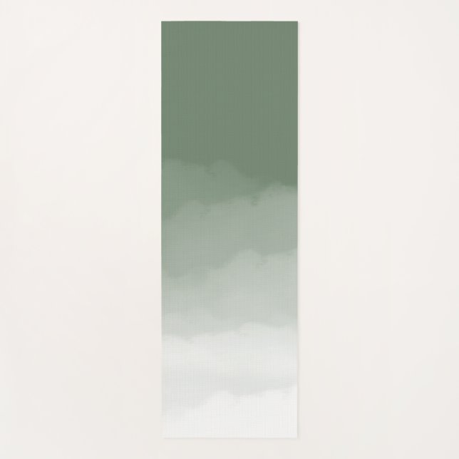 Sage Green Watercolor Ombre (sage green/white) Yoga Mat (Front)