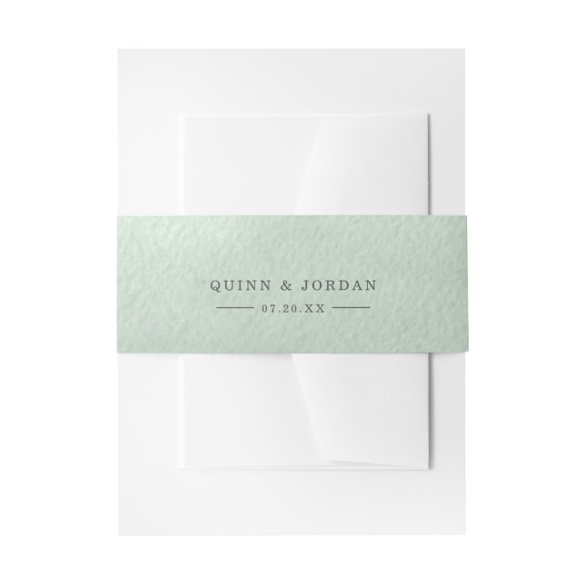 Sage Green Watercolor Personalised Wedding Invitation Belly Band (Front Example)