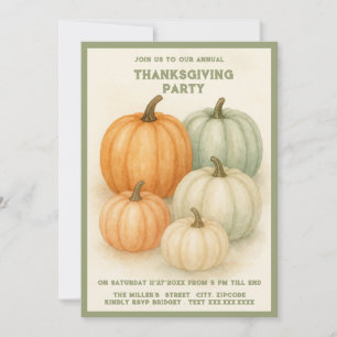 sage green watercolor pumpkin thanksgiving party