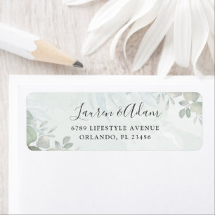 Sage Green Watercolor Rustic Wedding Address Label