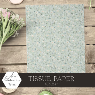 Sage Green Watercolor Small Wildflowers Tissue Paper