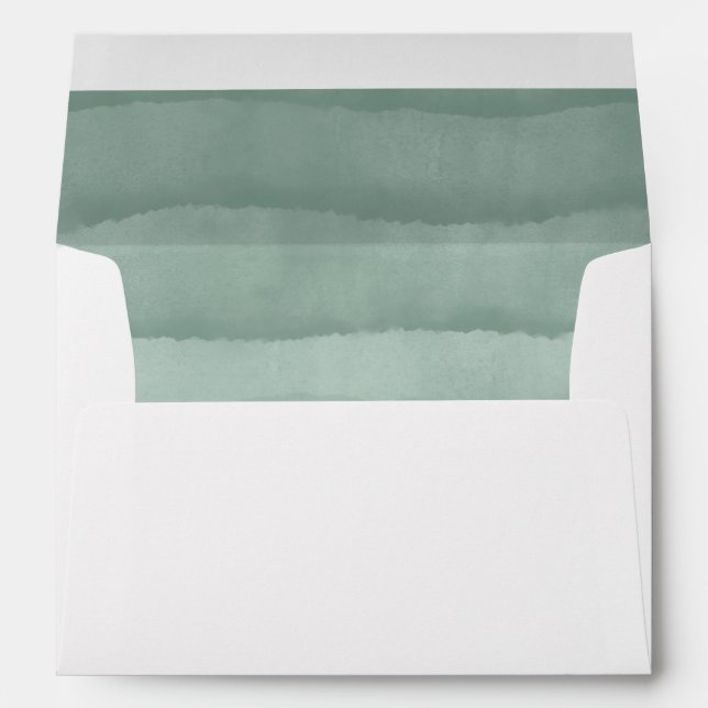 Sage Green Watercolor Wedding Envelope (Back (Bottom))