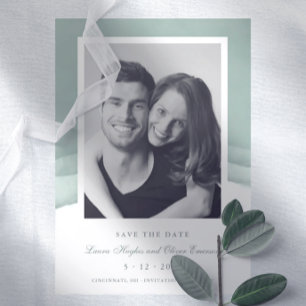 Sage Green Watercolor Wedding Save the Date Invitation