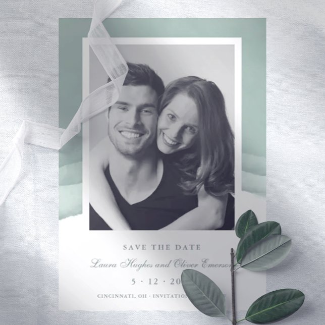 Sage Green Watercolor Wedding Save the Date Invitation (Creator Uploaded)