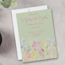 Sage Green Watercolor Wildflower Birthday 