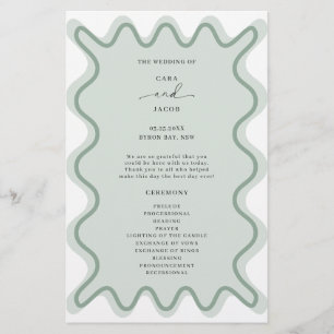 Sage Green Wavy Border Ceremony Program