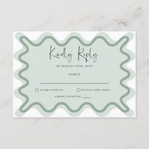 Sage Green Wavy Border RSVP Card