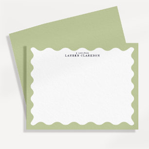 Sage Green Wavy Frame Note Card