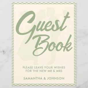 Sage Green Wavy Stripe Guest Book Wedding Sign