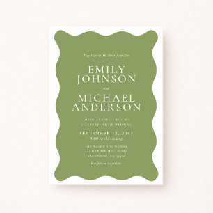 Sage Green Wavy Wedding Invitation