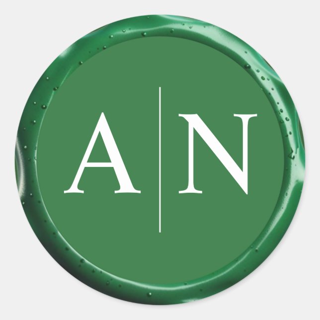 Sage Green Wax Seal Wedding Monogram Sticker (Front)