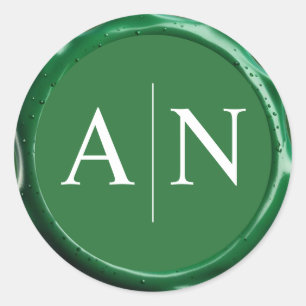Sage Green Wax Seal Wedding Monogram Sticker