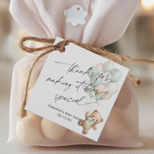 Sage Green We can Bearly Wait Gender Neutral Cute Favour Tags