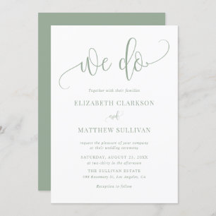 Sage Green We Do Modern Calligraphy Wedding Invitation