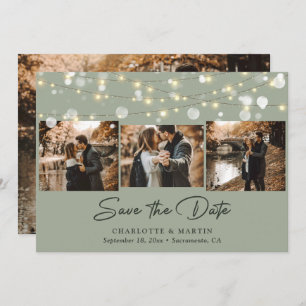 Sage Green Wedding 4 Photo Collage Save The Date
