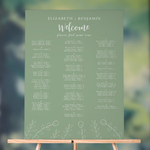 Sage Green Wedding Alphabetical Seating Chart 