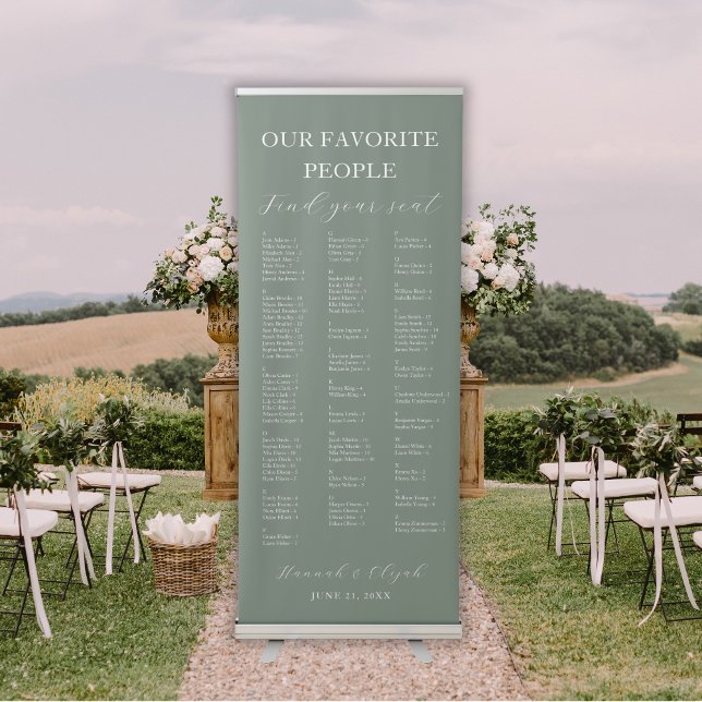 Sage Green Wedding Alphabetical Seating Chart Retractable Banner (Sage Green Wedding Alphabetical Seating Chart Retractable Banner
)