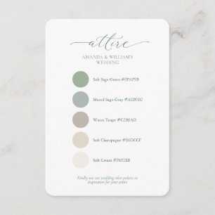 Sage Green Wedding Attire Color Palette Card