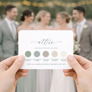 Sage Green Wedding Attire Color Palette Card