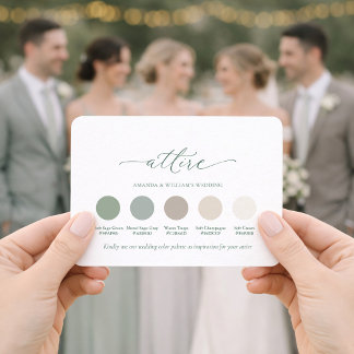 Sage Green Wedding Attire Color Palette Card 