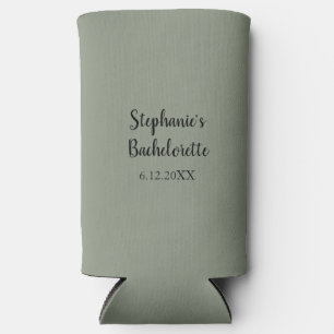 Sage Green Wedding Bachelorette Name Favour Gift Seltzer Can Cooler