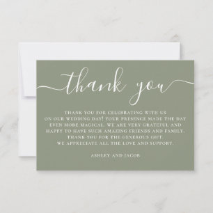 Sage Green Wedding   Botanical Garden Vineyard Thank You Card