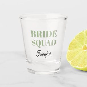 Sage Green Wedding Bride Squad Personalized Shot Glass