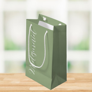 Sage Green Wedding Bridesmaid Stylised Script Small Gift Bag