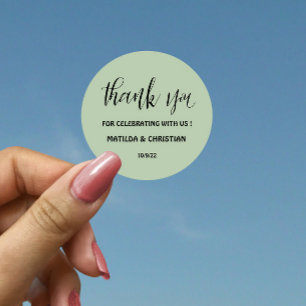 Sage Green Wedding Classic Round Sticker
