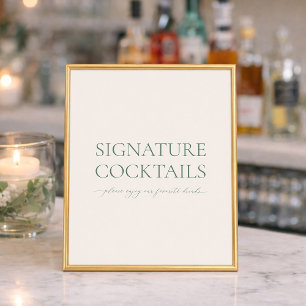 Sage Green Wedding Cocktail Sign