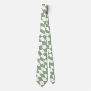 Sage Green Wedding Collection Check Checkered Tie