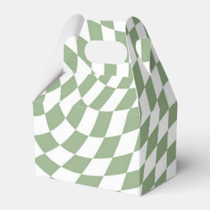 Sage Green Wedding Collection Check Chequered   Favour Box