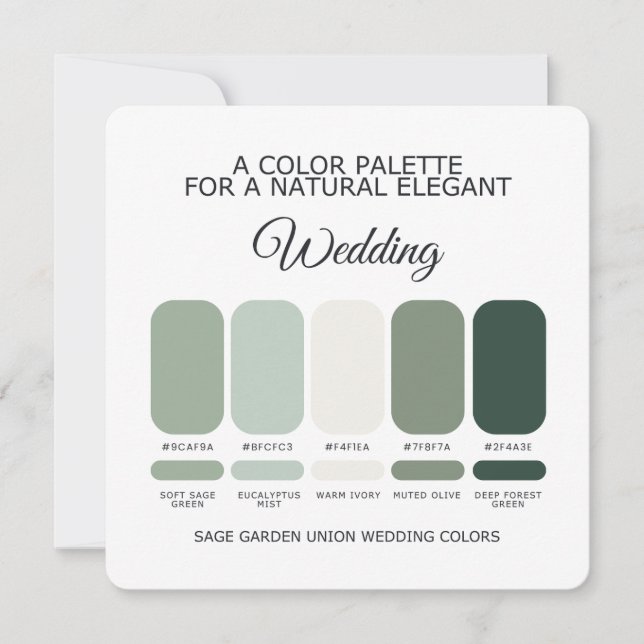 Sage Green Wedding Color Palette Card (Front)