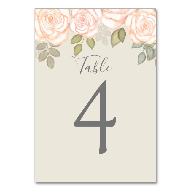Sage Green Wedding Custom Table Number Floral (Front)