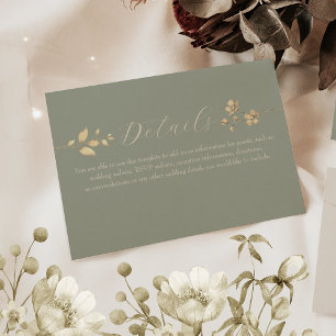 Sage Green Wedding Details Card
