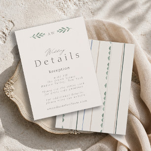 Sage Green Wedding Details Card with Pattern Back