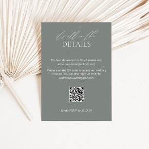 Sage Green Wedding Details Card with QR Code