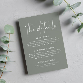 Sage Green Wedding Details Enclosure Card