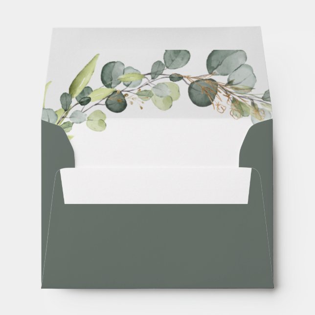 Sage Green Wedding Details Eucalyptus Greenery Envelope (Back (Bottom))