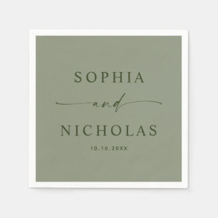 Sage Green Wedding Elegant Minimalist Spring Napkin