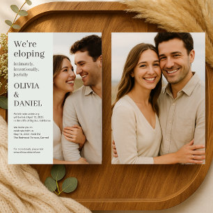 Sage Green Wedding Elopement Minimal Photo Invitation