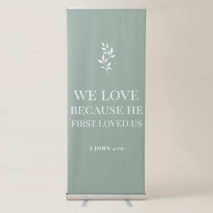 Sage green wedding entrance retractable banner