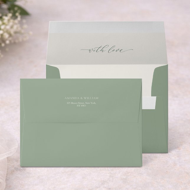 Sage Green Wedding Envelope with With Love Liner  (Creator Uploaded)