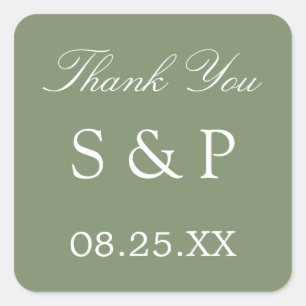 Sage Green Wedding Favour Thank You Sticker