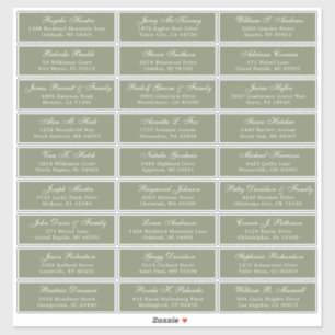 Sage Green wedding guest address labels sticker