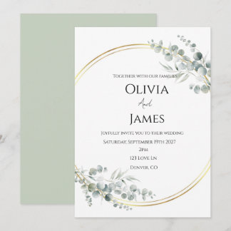 Sage green Wedding invitation