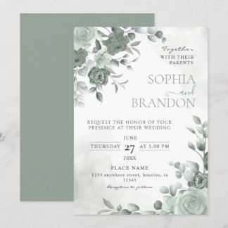 Sage Green Wedding Invitation