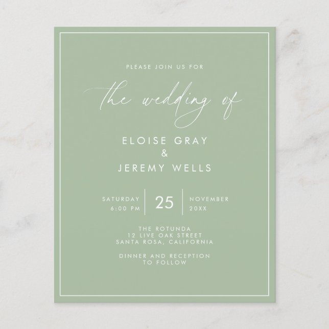 Sage Green Wedding Invitation (Front)