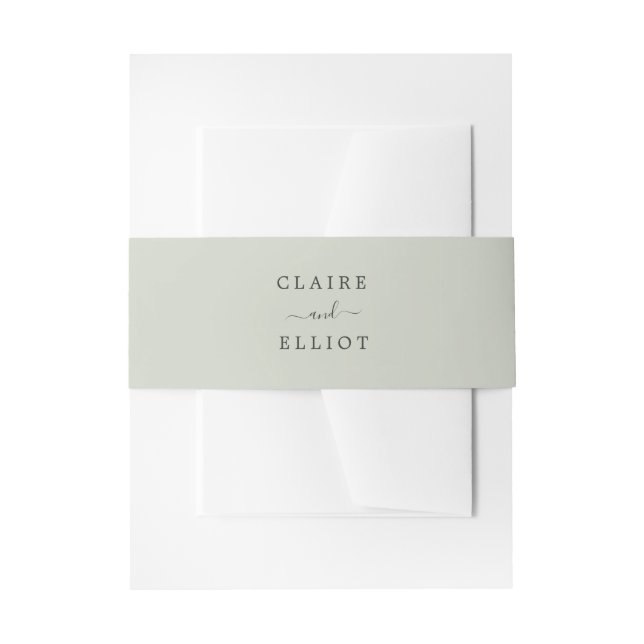 Sage Green Wedding Invitation Belly Band (Front Example)