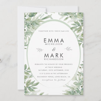 Sage Green Wedding Invitation | Elegant Botanical